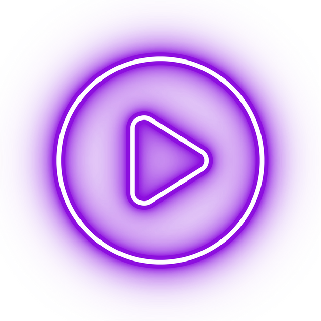 Neon purple play button icon